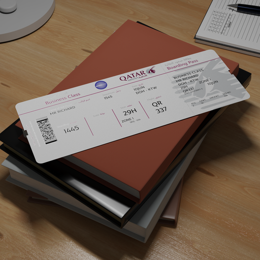 BlenderKit: Download the FREE Boarding Pass(Qatar Airways) model