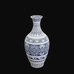 Blue and White Ornamental Vase