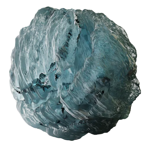 Procedural Ice Rock PBR material for Blender 3D with customizable color, scale, roughness, and displacement for realistic ice textures.
