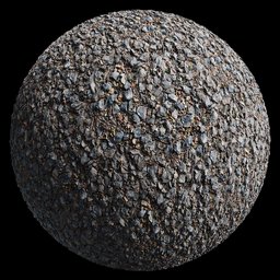 Detailed PBR gravel material texture for 3D modeling in Blender, suitable for realistic ground surfaces.