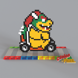 SMK001 - Super Mario Kart Bowser Pixel Voxel Art