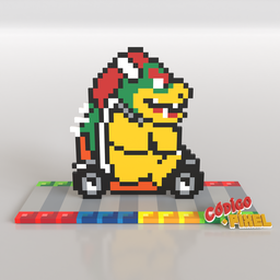 SMK001 - Super Mario Kart Bowser | Pixel / Voxel Art