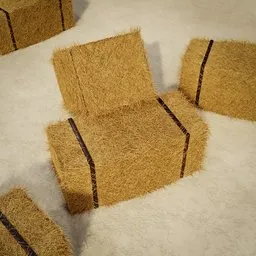 "Low poly hay bale 3D model with realistic texture and cowboy-style inspiration. Perfect for art and luxury furniture projects. Available for customization in Blender 3D."