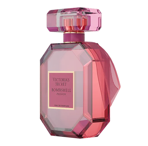 Blender 3D realistic model of a pink geometric perfume bottle with a clear cap.
