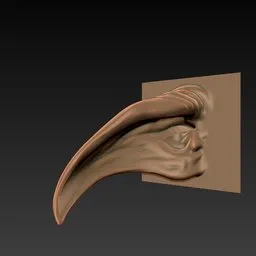 Detailed 3D sculpting brush tip for modeling intricate ear shapes, ideal for humanoid creatures in Blender 3D.