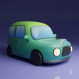 High-quality 3D stylized car model featuring smooth curves and simple design, ideal for Blender animations and 3D scenes.