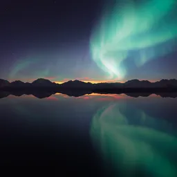 Aurora Borealis at Night Landscape