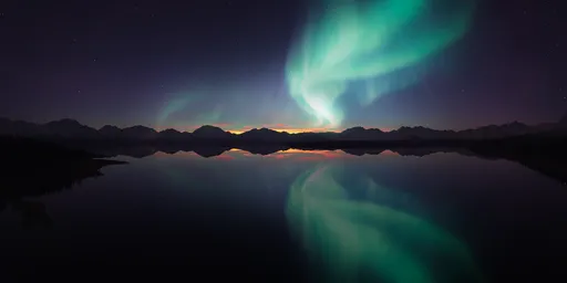 Aurora Borealis at Night Landscape
