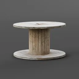 Realistic Blender 3D model of a wooden cable spool, textured for industrial design visualization.