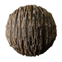 High-resolution Tree Bark PBR Texture for realistic 3D modeling in Blender, featuring detailed displacement.