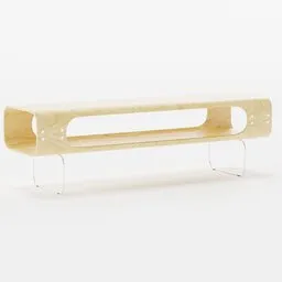 Wooden 3D Blender model of a minimalist coffee table with sleek chrome legs.
