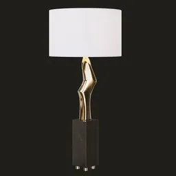 Polished conceptual brass lamp 3D model with marble base for Blender rendering.