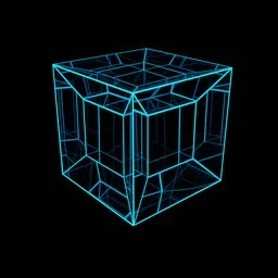 3D hypercube model representation, suitable for use in Blender, showcasing complex geometry and scientific concepts.