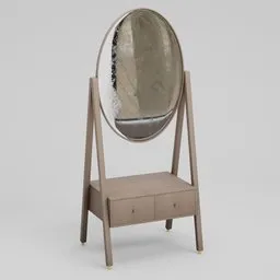 Realistic 3D Blender model of an elegant cheval mirror with a bench for interior visualization.