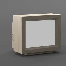 "Procedural CRT monitor 3D model with photorealistic earth tones and minimalistic design, perfect for AI app icons. Rendered with Blender 3D software. Trending on art forums and MSXotto."