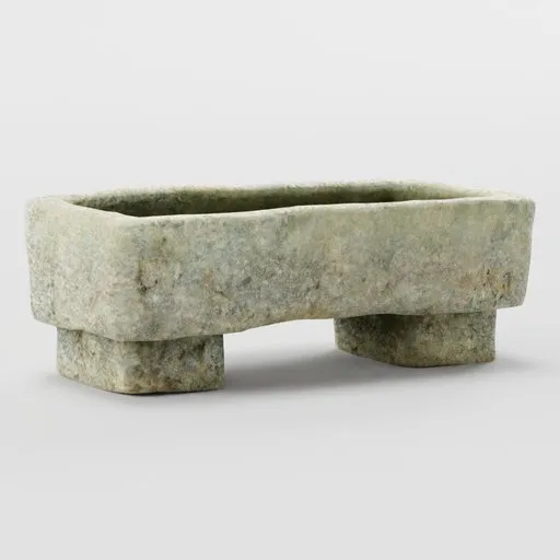 Detailed 3D model of an aged stone trough with rock feet suitable for CGI in historical and fantasy settings.