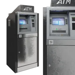 Detailed Blender 3D ATM model with realistic textures suitable for urban scene rendering.