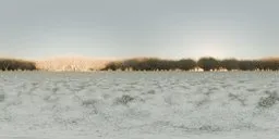 Tranquil snowy field with gravestones and snow-covered trees under an overcast sky for HDR lighting.