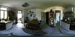 360-degree HDR panorama of a midday-lit interior kitchen scene for realistic lighting in 3D renders.