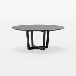 "Poltrona Frau Bolero Round Timber Table - Minimalistic Design in Steel Grey Body with Black Top and Base. 3D Model for Blender 3D."