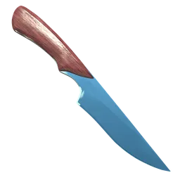 "3D Model of a finely crafted knife with a wooden handle, perfect for use in Blender 3D. Reminiscent of an elven or throwing knife, this model features a dazzling gem in the hilt and a realistic blue render. Rated and enjoyed by users!"