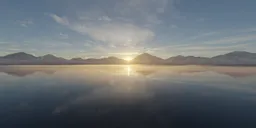 Sunset over Mountain and Lake