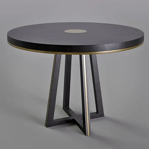 Black wood and brass round table