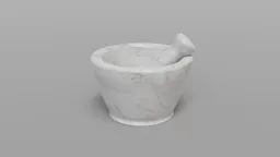 Realistic marble mortar and pestle 3D model for modern culinary rendering in Blender.