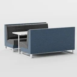 Detailed Blender 3D model showcasing a modern banquette seat with complementing table, ideal for interior design.