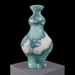 Elegant turquoise and white decorative jug 3D model, suitable for bathroom decor, created in Blender.