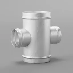 High-quality Blender 3D model of a metal ventilation connector for architectural design, isolated on neutral background.