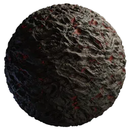 Realistic lava ground texture for 3D rendering with PBR workflow compatibility.