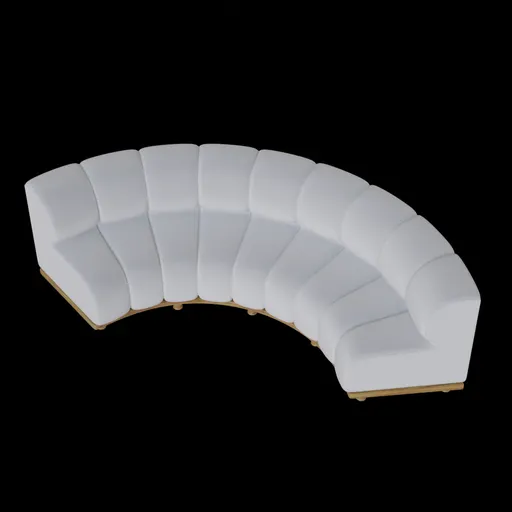 High-quality 3D rendering of a luxurious white curved sectional sofa, ideal for modern living room interiors, compatible with Blender 3D.