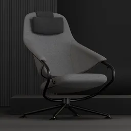 3D model of a unique fabric rocking chair with suspended seat design, rendered for Blender.