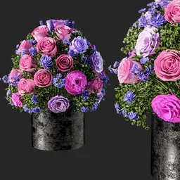 Detailed 3D model of a colorful floral bouquet optimized for Blender rendering.