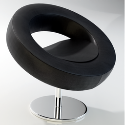 "Meet Hello Swivel Armchair, a high-end furniture piece with a round, open and happy design. Featuring a black metal base and a swirl-shaped body, this ultra-view chair is perfect for trendy spaces and transport design enthusiasts. Some people can be seen sitting in the chair, adding a touch of realism to this realistic 3D model created with Blender 3D."
