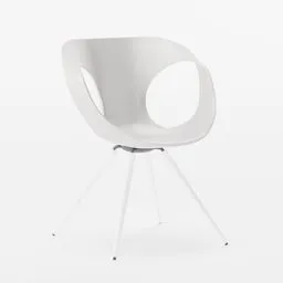 Modern white 3D modeled chair with circular backrest, designed for Blender rendering, isolated on white.