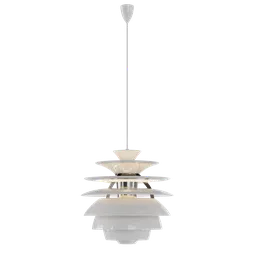 Detailed 3D model of a snowball-style pendant lamp for lighting design in Blender, with glare-free illumination.