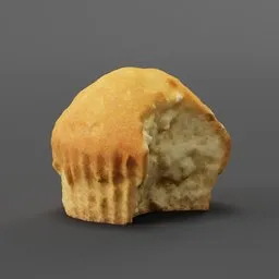 Realistic half-eaten cupcake 3D model with detailed textures, ideal for Blender rendering and PBR material integration.