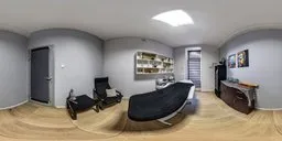 Soothing massage room interior HDR with modern therapy bed, relaxing chair, and serene decor for realistic lighting in 3D scenes.