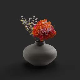 Detailed 3D model of a modern flower vase with textile-inspired textures, created in Blender.
