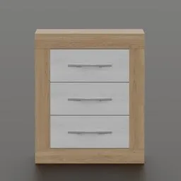 3D-rendered modern two-toned bedside chest with sleek handles for Blender modeling.