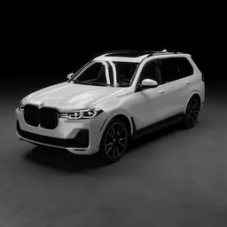 Highly detailed BMW X7 M50i 3D model, showcasing realistic lighting and textures, perfect for Blender rendering.