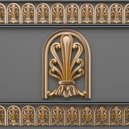 Intricate golden 3D trim brush ornament for enhancing Blender project visuals, showcasing detailed craftsmanship.
