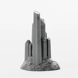 "Explore the beauty of a mesmerizing black crystal rock formation in Blender 3D. This high-resolution landscape 3D model captures the essence of smoky crystals and gemstones, perfect for fantasy sci-fi cities or citadel projects. Ideal for music album covers, product photography, or the Guardian Project."