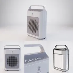 "Air Purifire Concept 3D model for Blender 3D - white and gray air conditioner and white and black air conditioner in household appliances category. Detailed body shape and simplified shapes with detailed light for optimal realism."