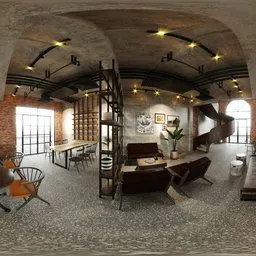 Industrial style bright restaurant