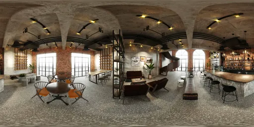Industrial style bright restaurant