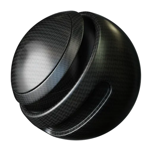 Procedural PBR Carbon Fiber material with adjustable texture scale, rotation, and metallic properties for Blender 3D rendering.