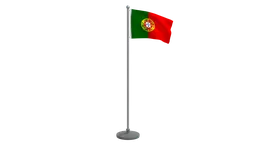 Low poly animated Portugal flag 3D model with two mesh quads, optimized for Blender rendering and CG visualization.